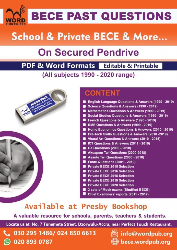 001 – Jumbo Pack Secured Pendrive – BECE Past Questions (up to 2021) & more
