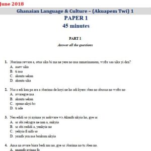 Akuapem Twi 2018 BECE Past Questions (PDF)