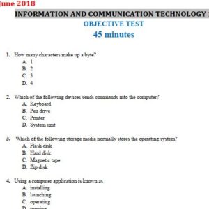ICT 2018 BECE Past Questions and Answers (PDF)
