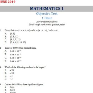 Mathematics 2019 BECE Past Questions and Answers (PDF)
