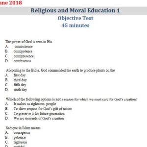 RME 2018 BECE Past Questions and Answers (PDF)