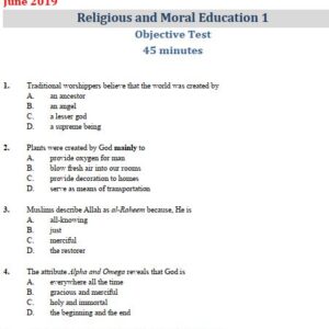 RME 2019 BECE Past Questions and Answers (PDF)