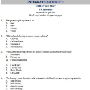Integrated Science 2018 BECE Past Questions and Answers (PDF)