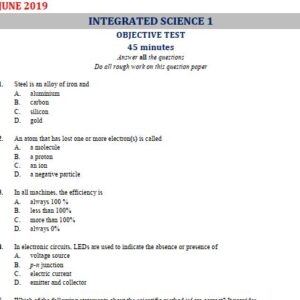 Integrated Science 2019 BECE Past Questions and Answers (PDF)