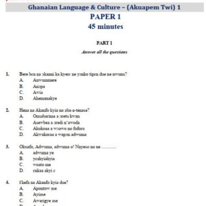 Akuapem Twi 2019 BECE Past Questions & Answers - PDF