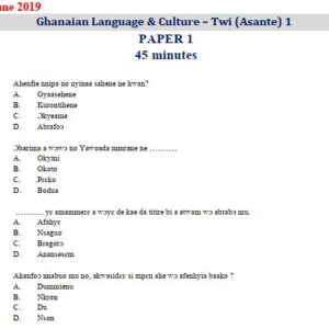 Asante Twi 2019 BECE Past Questions & Answers - PDF