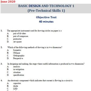 BDT Pre-Technical Skills 2020 BECE Past Questions & Answers - PDF