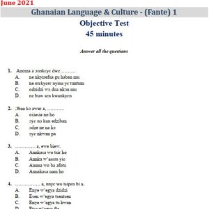 Fante 2021 BECE Past Questions only (PDF)