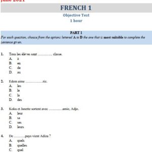 French 2021 BECE Past Questions and Answers (PDF)