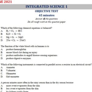 Integrated Science 2021 BECE Past Questions and Answers (PDF)
