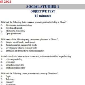 Social Studies 2021 BECE Past Questions and Answers (PDF)