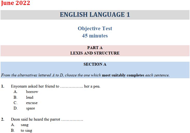 English 2022 BECE Past Questions and Answers (PDF)