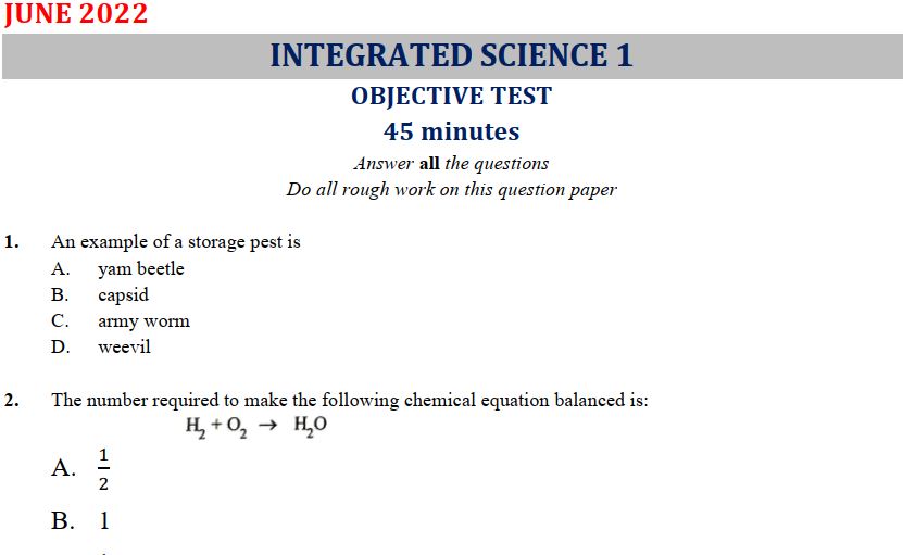 Science 2022 BECE Past Questions and Answers (PDF)