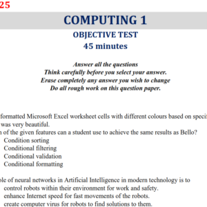 Computing 2025 BECE Past Questions and Answers - PDF