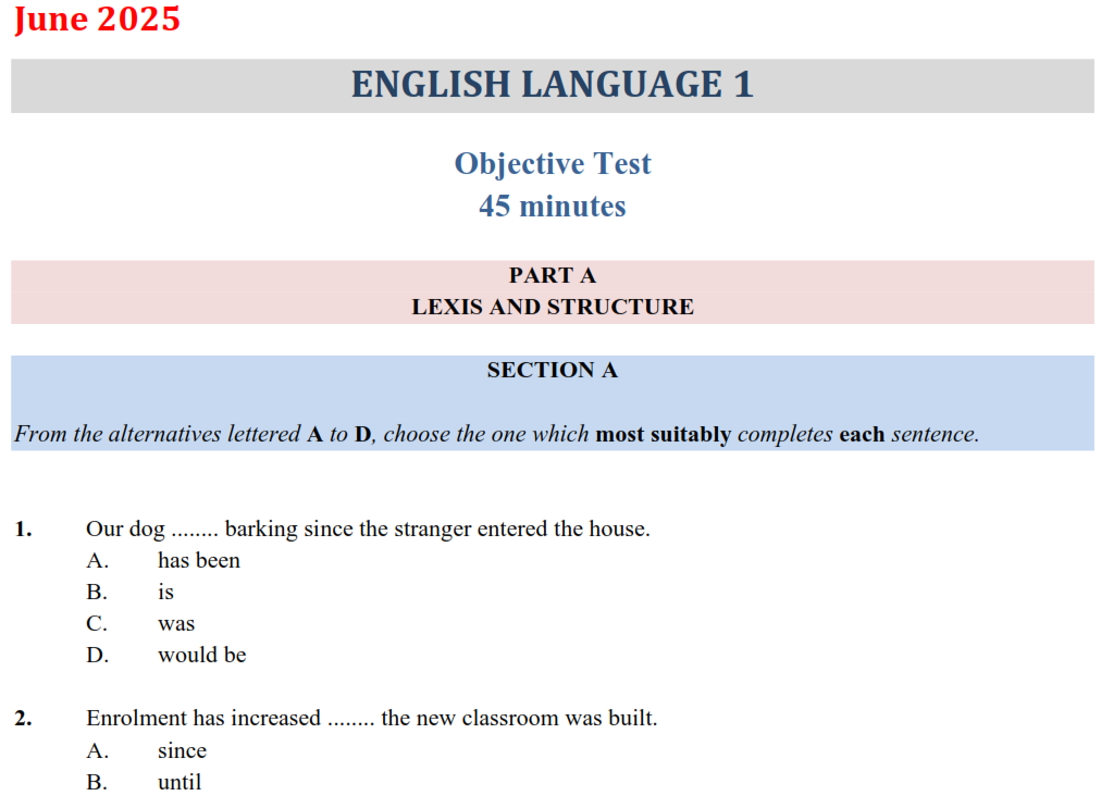 BECE English 2025 Past Questions