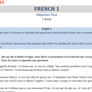 French 2025 BECE Past Questions and Answers - PDF