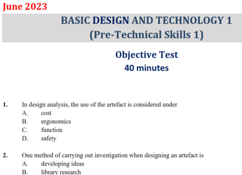 Pre Technical Questions BDT Pre-Technical Skills 2023 BECE Past Questions and Answers - PDF